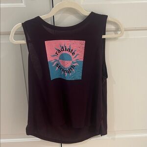 Old Navy Women's Black Muscle Tee with Pink and Blue Graphic